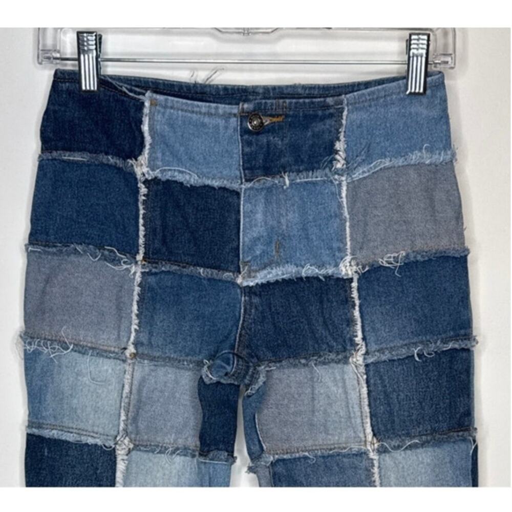 Y2K Zana-Di Patchwork Flare Jeans Low Rise Stretch Denim 26” Waist - Picture 4 of 13